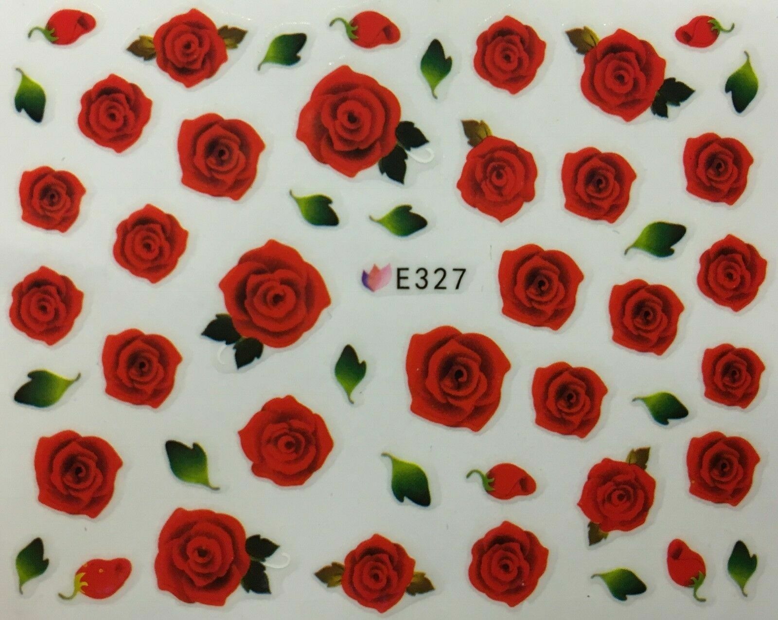 Nail Art 3D Decal Stickers Red Roses E327
