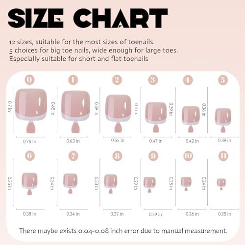 216Pcs Press on Toenails – French Tip Toe Nails Press ons – White French Fake To