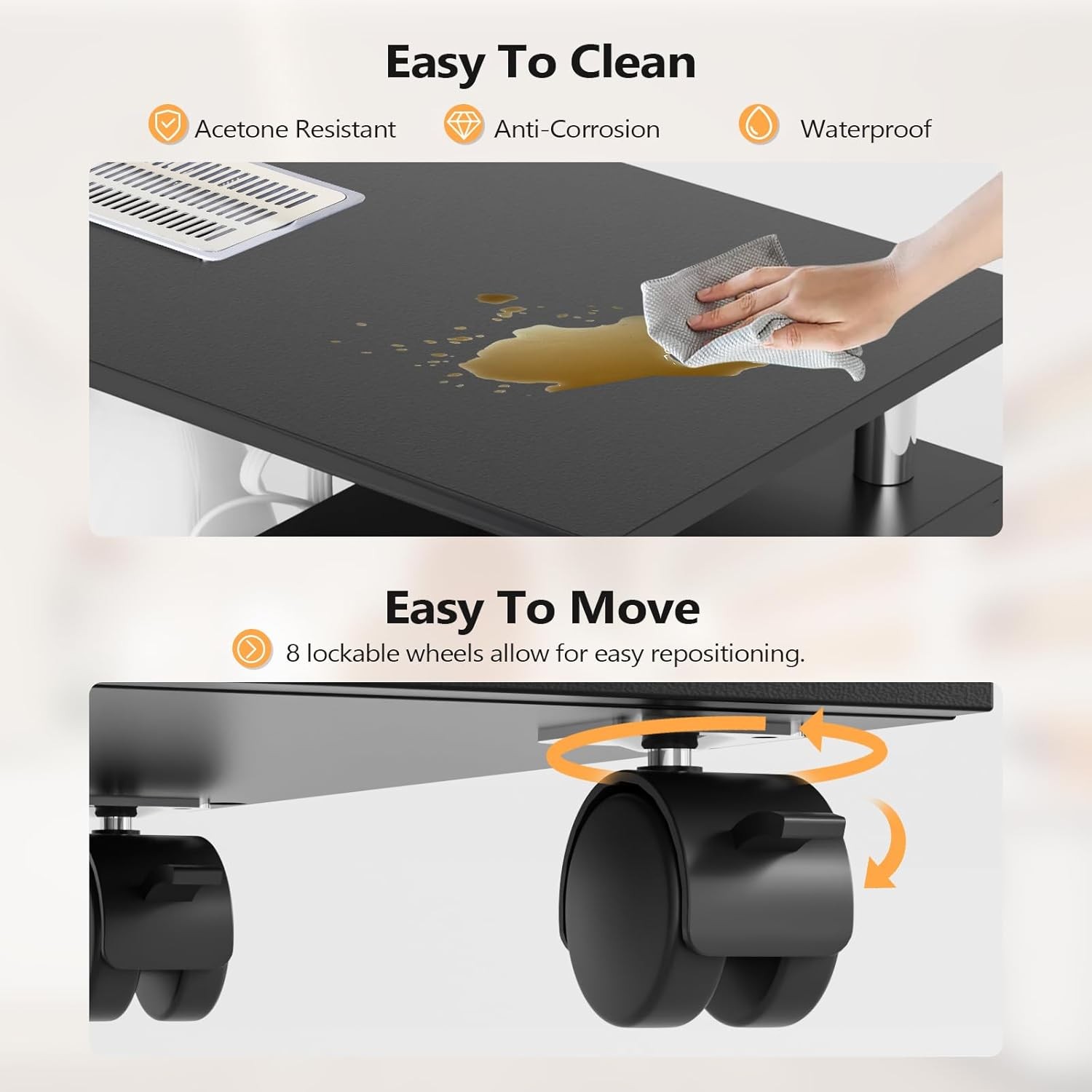 New Nail Tech Desk with Stool, Integrated Dust Collector for Makeup Beauty Salon
