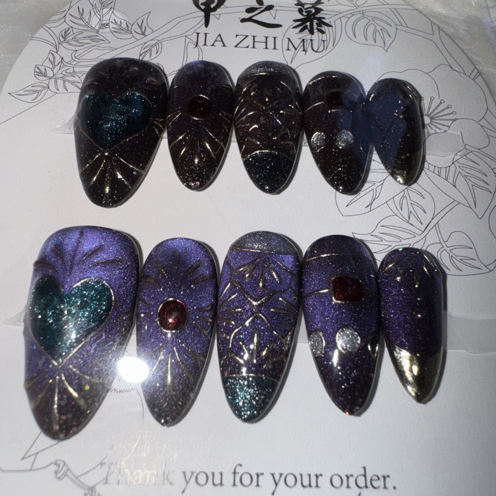 4 Packs Of 10pcs Almond Press On nails | 3D Unique Designs| Size M | Reusable (8