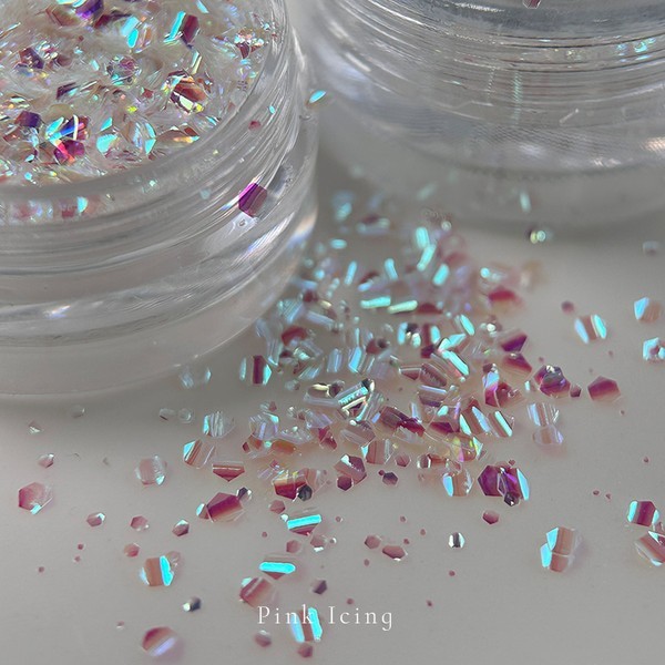 Bonnie B Pink Icing Nail Glitter Aurora Clear Ice Effect Chunky Mix Nail Art