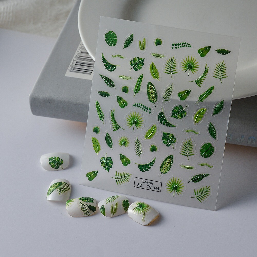3D Leaf Feather Nail Art Sticker Decals Slider Self Adhesive Peel Off NH23