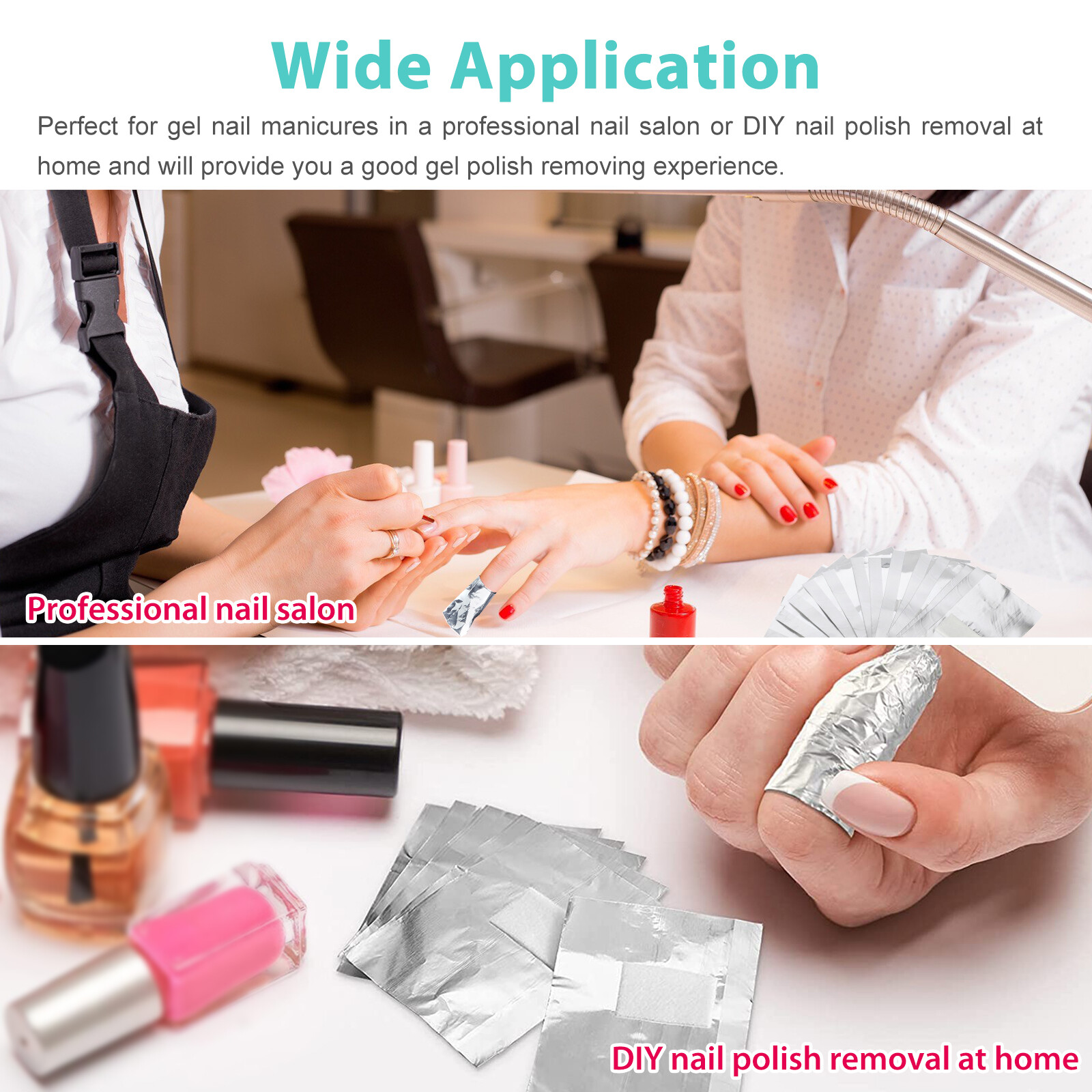 500 PCS Aluminium Foil Nail Wrap Art Soak Off Gel Polish Remover Manicure Clean