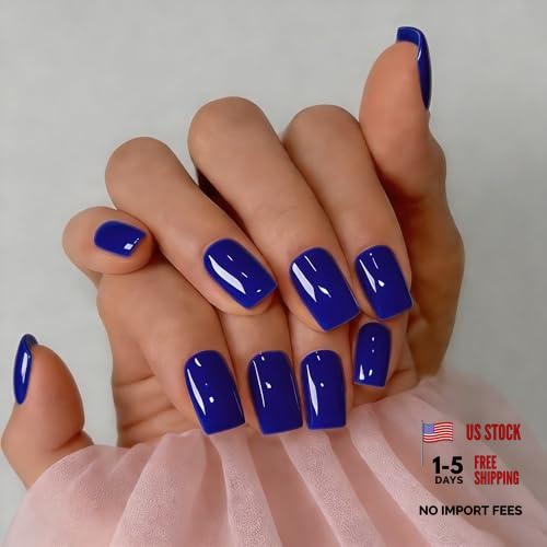 Medium Short Square Royal Blue Press On Nails – Fake Nails with Royal Blue