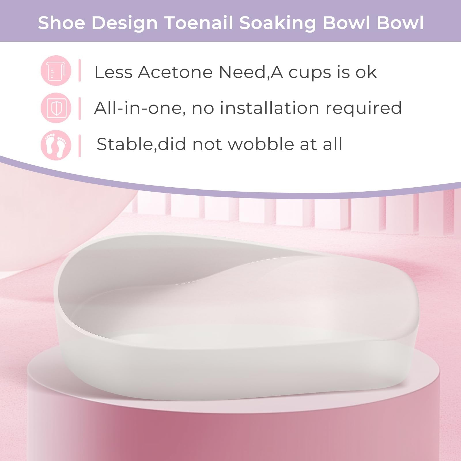 Toe Nail Soaking Bowl for Gel Polish Removal, Foot Soak Pedicure Tray & Tools