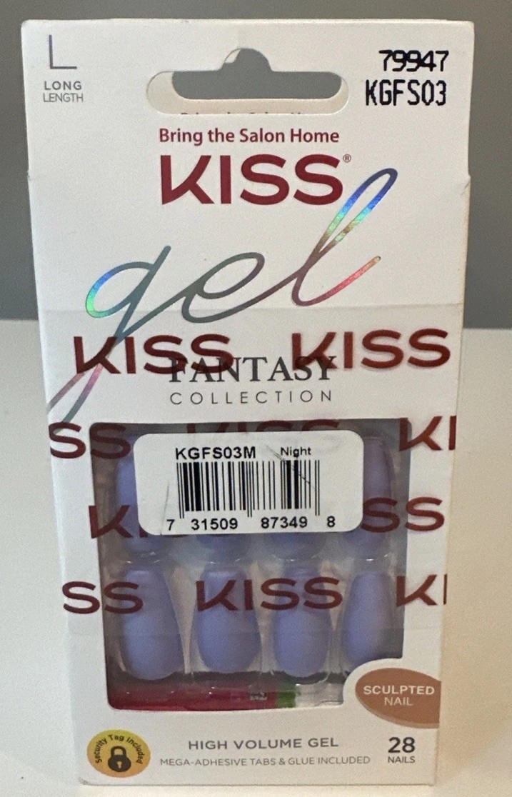 Kiss Gel Fantasy Nails High Volume Gel 2 Pack Nails Long 79947 KGFS03 Purple