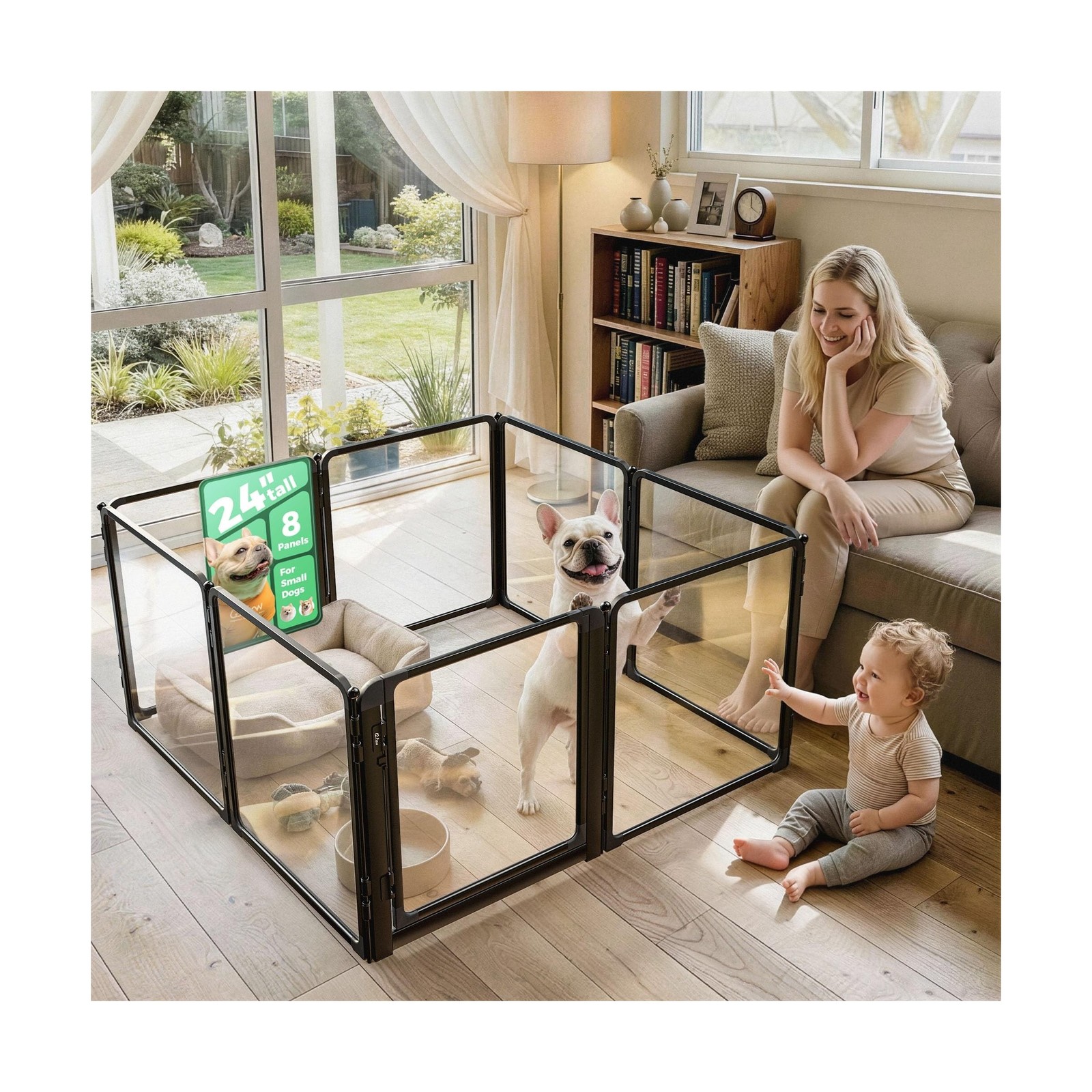 FXW AuraSpace Pro Acrylic Indoor Dog Playpen, Heavy-Duty with Metal Frame, 24…
