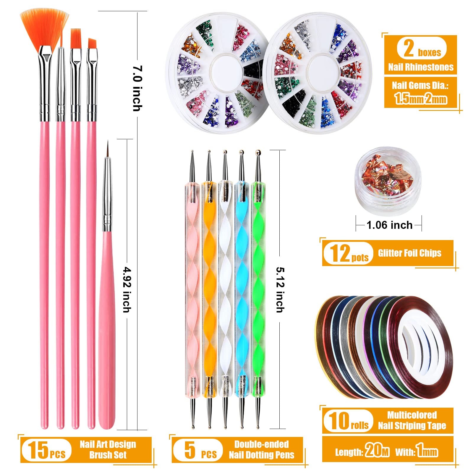 Teenitor Nail Pen Designer, Stamp Art Tool with 15pcs 44 Piece Set, Pink