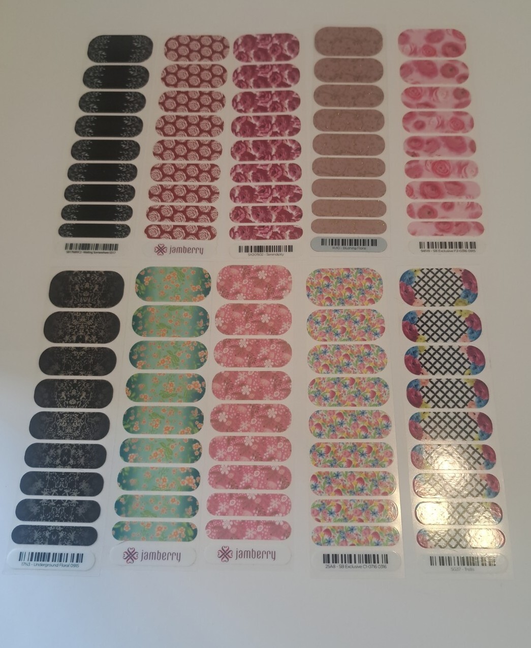 Jamberry Nail Wraps Lot of 10 Half Sheets Florals