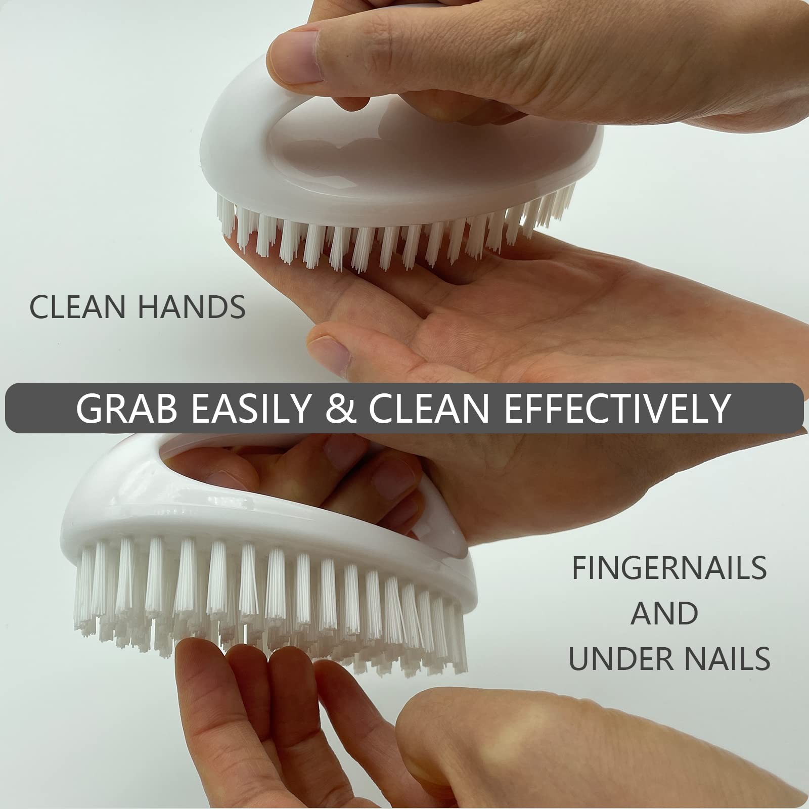 Hand and Nail Brush for Cleaning Fingernails Fingers Nylon Firm Stiff Bristles H