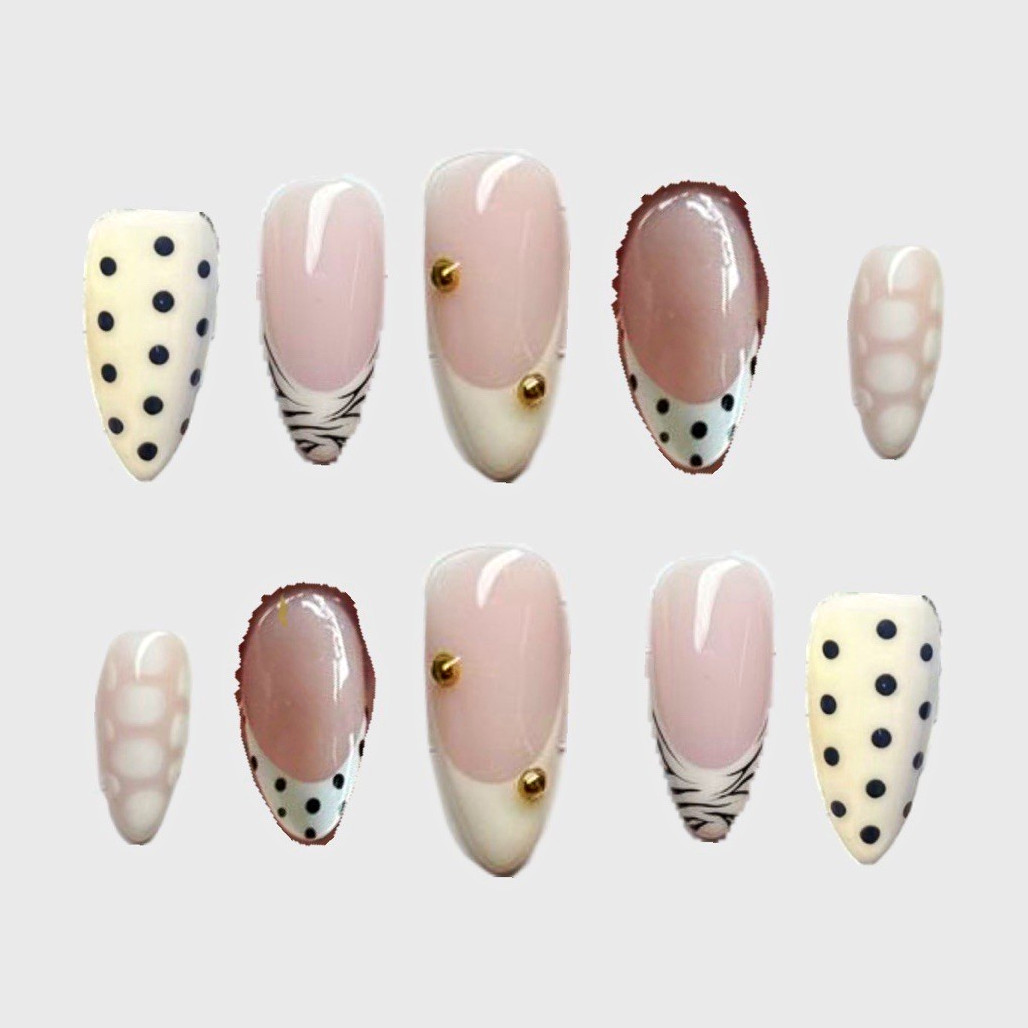 Medium Almond Press On Nails Polka Dot