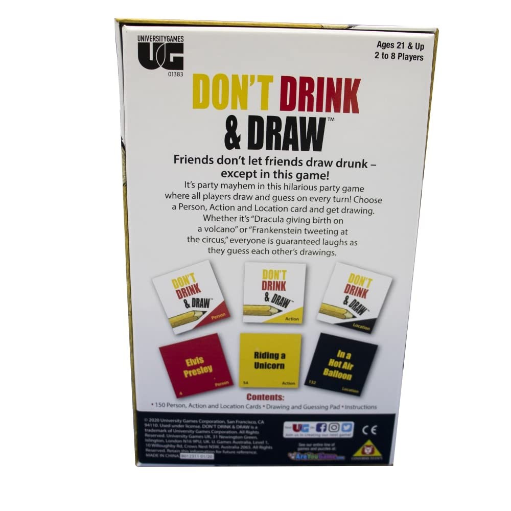 University Games, Don’t Drink and Draw Game, Drawing Game of 5x2x8, White