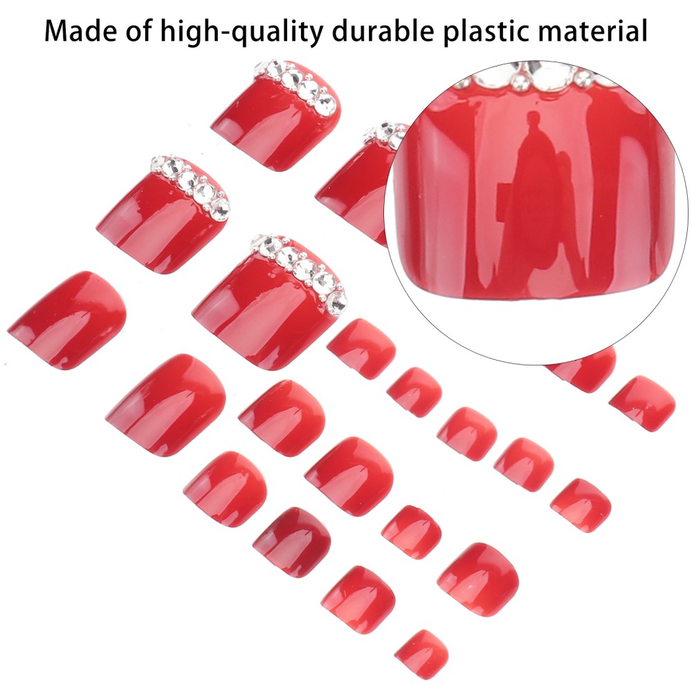 2Sets Red False Toenails Full Cover Nail Tips Perfect for Nail Art and Festivals