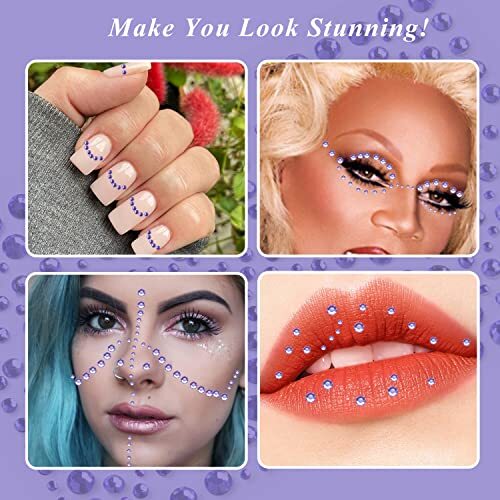 325pcs Purple Rhinestone Stickers,Self Adhesive Bling Gems Embellishment