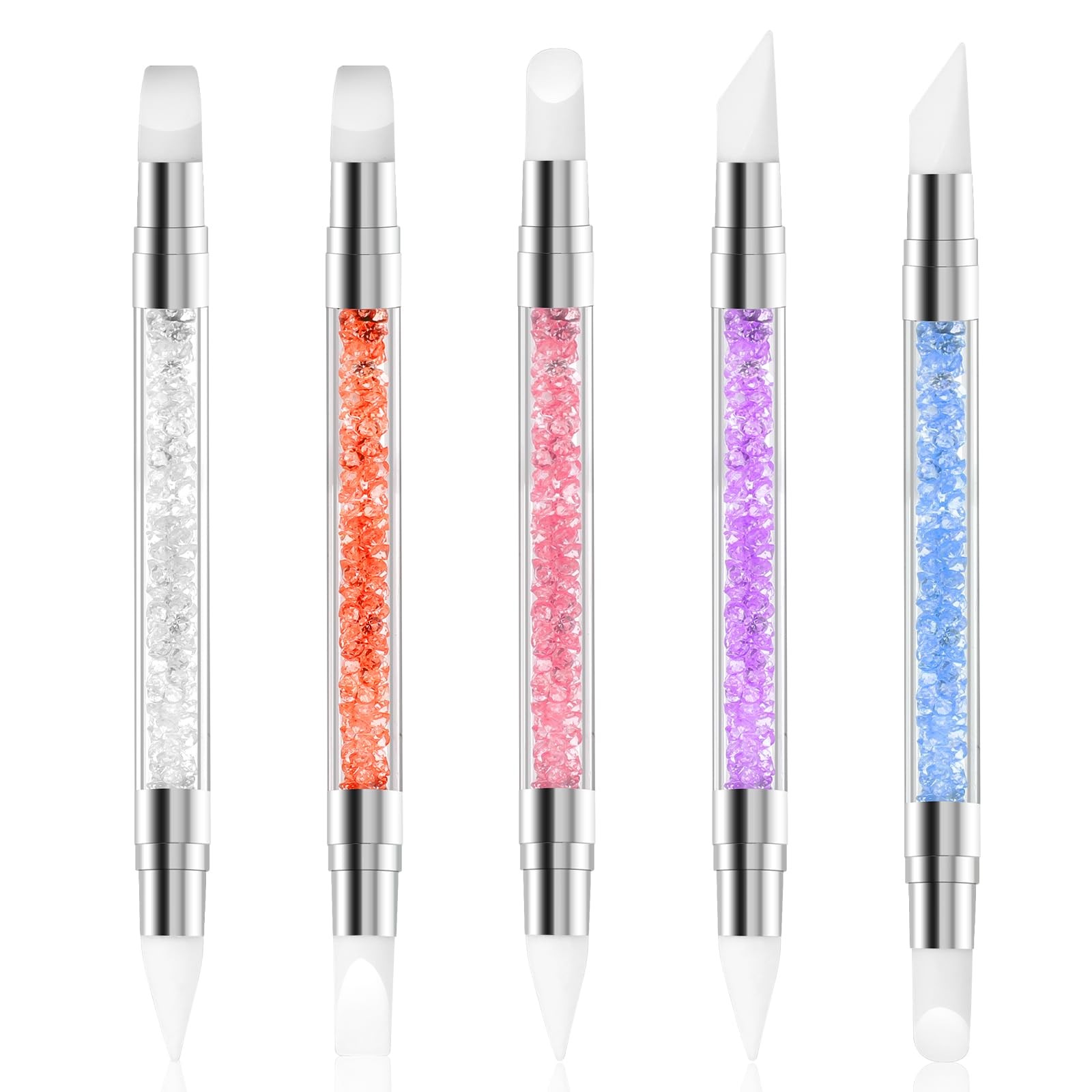 5 Pcs Nail Art Sculpture Pen Dual Tipped Silicone Tools 5 pcs style C