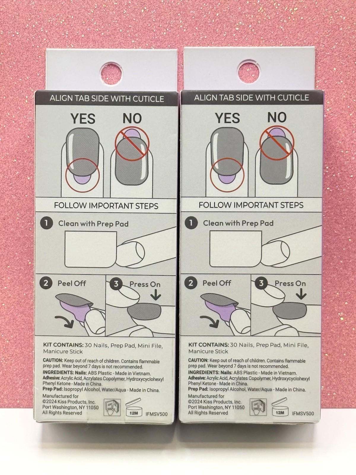 Kiss imPRESS No Glue Press-On Nails Short Pink Oval Heart 91388 Ditto (Lot Of 2)