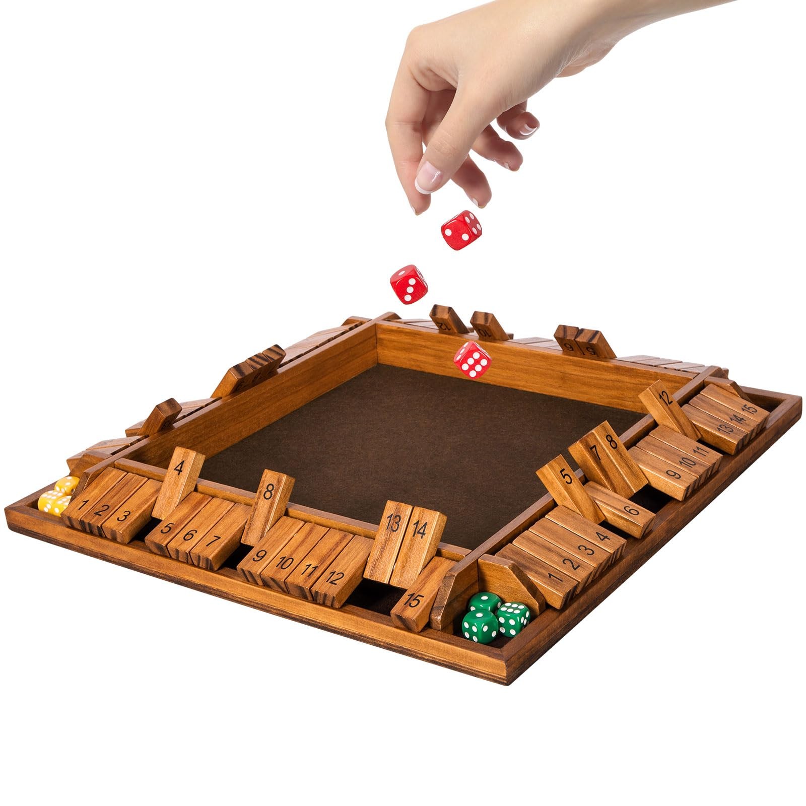 Upgraded 16.54’’ Shut The Box Dice 16.54 x x 1.77 inches, 16.5 In-brown