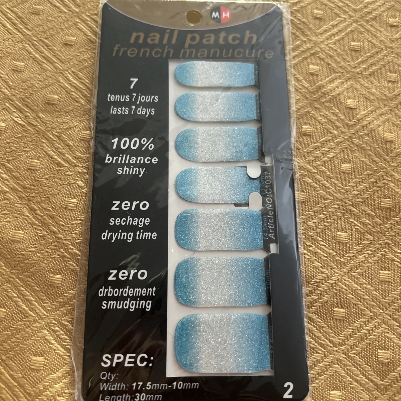 11 Pack Nail Patch French Manicure Stickers Glitter Nail Polish Strips