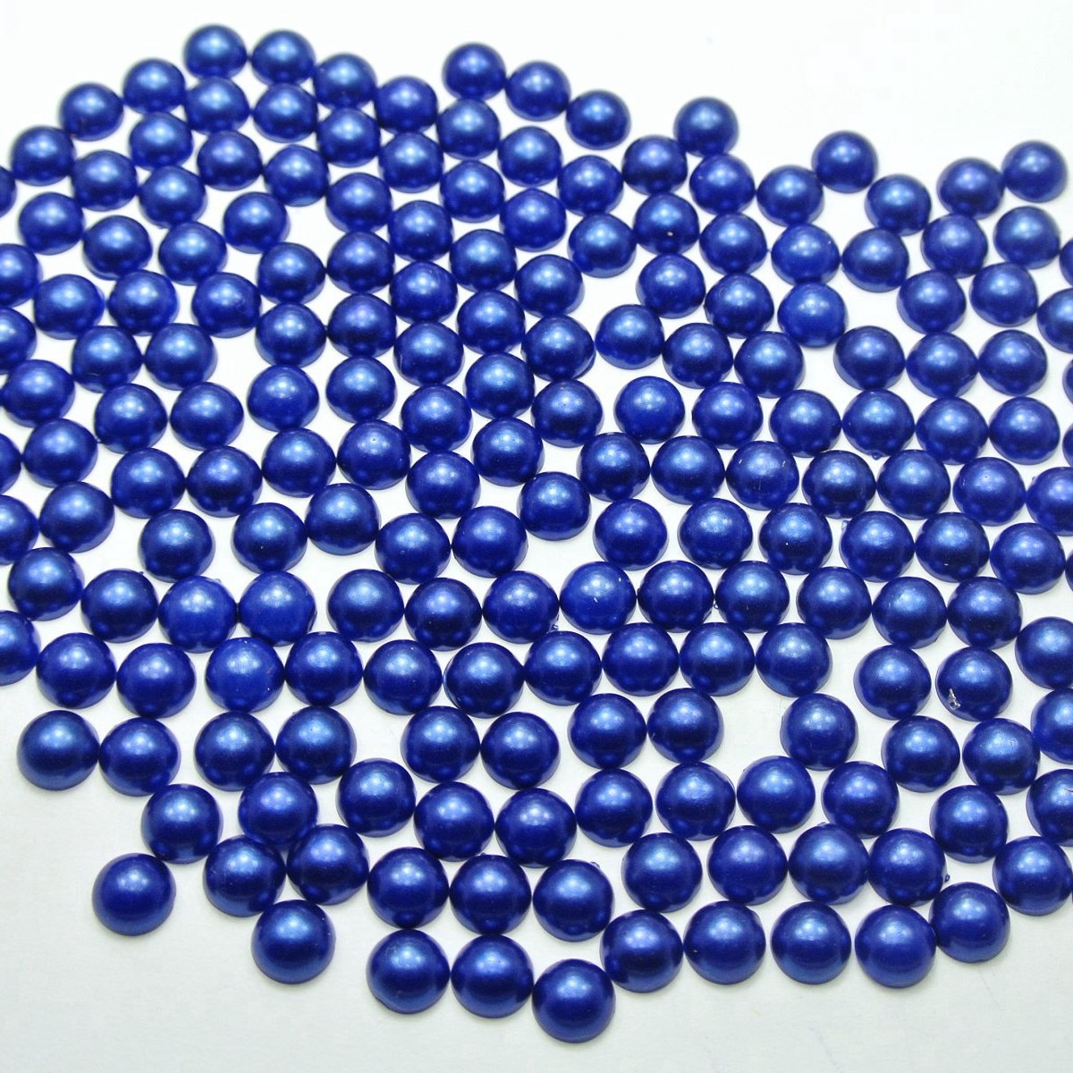 2000 Royal Blue Acrylic Half Pearl Bead 4mm Flat Back Scrapbook Flatback Nail
