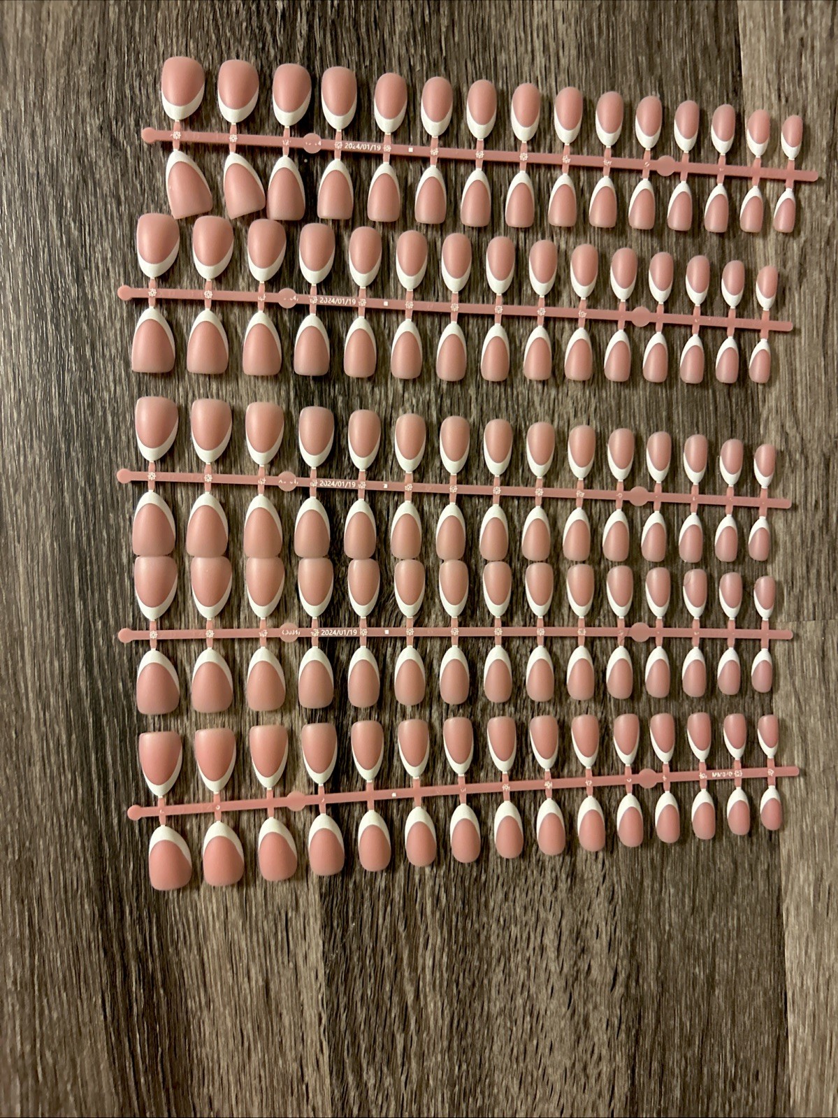 Beetles French Tip Press-On Nails, 15 Sizes, 150 Pcs, Brown Short Coffin