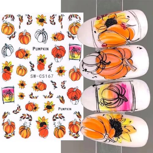 Holiday Nail Stickers, Halloween & Thanksgiving Day Fall Nail Decals 3D CS166