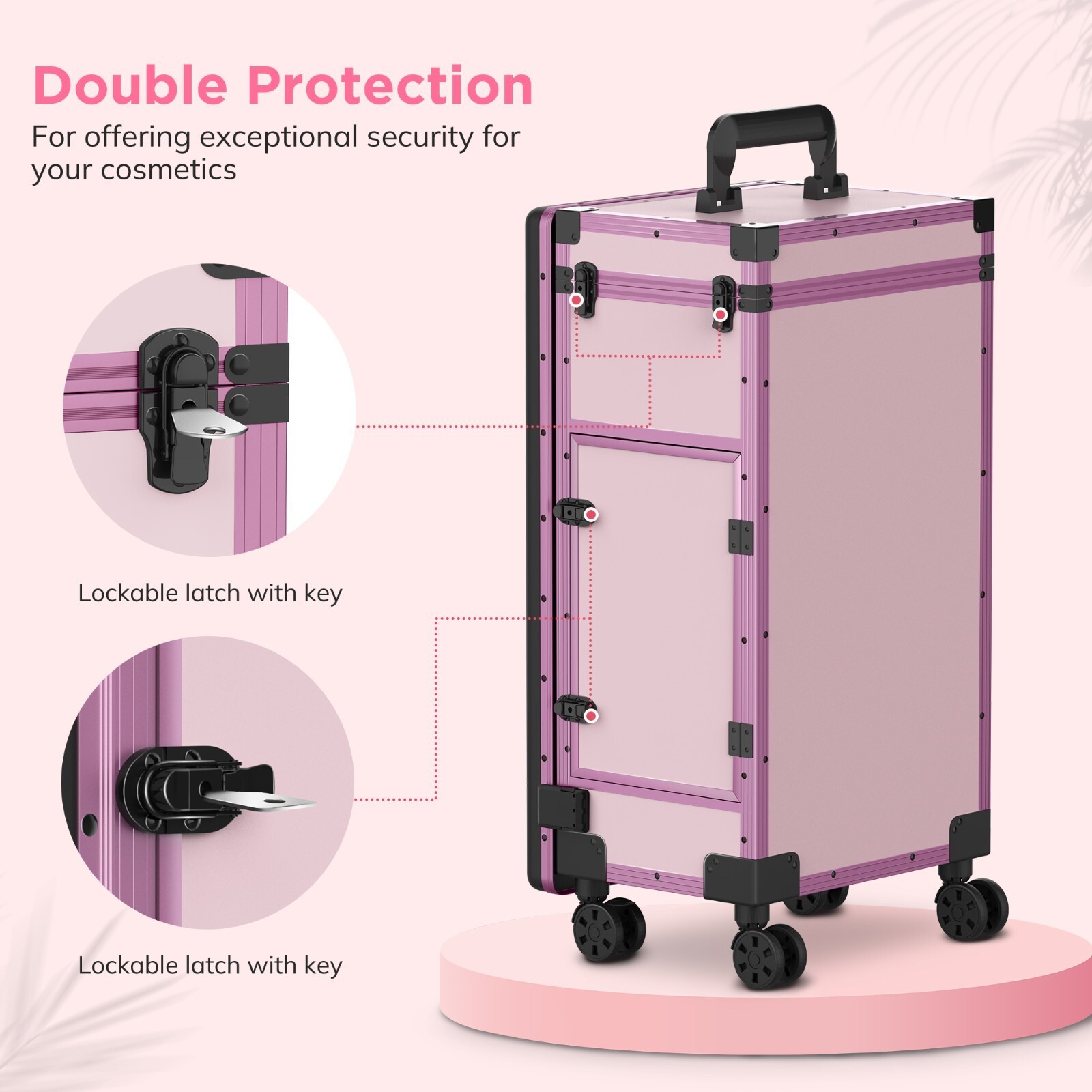 Rolling Portable Manicure Table For Nail Tech Organizer Makeup Case W/3 Drawers