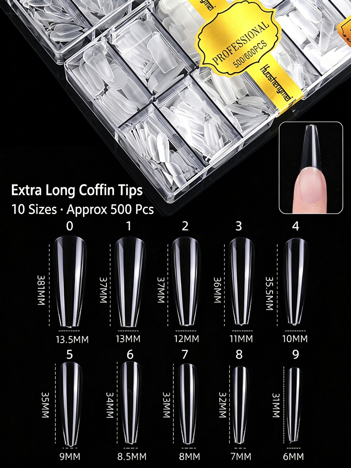Huashengmei False Nail Tips European & American Full Cover Half Cover Frosted Tr