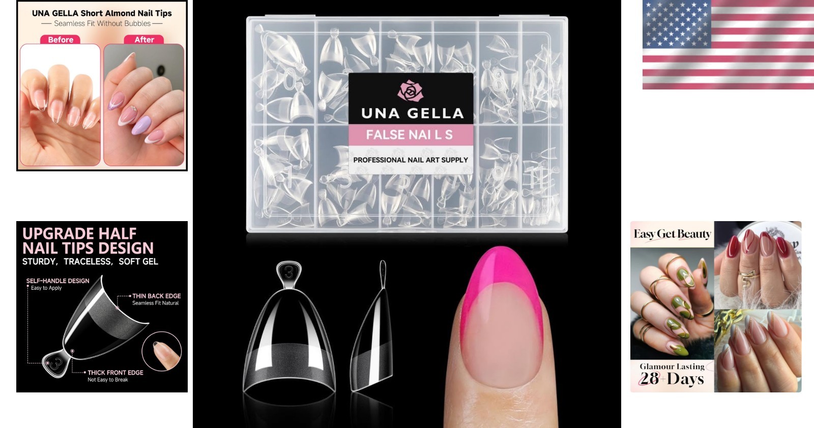 Matte Finish Almond Gel Nail Tips 216pcs Half Cover for Salon Quality Nails
