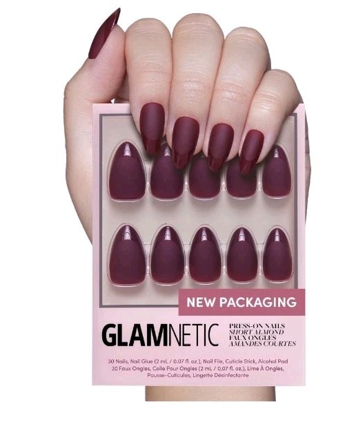 Short Almond Dark Red Nails / Merlot – Glamnetic