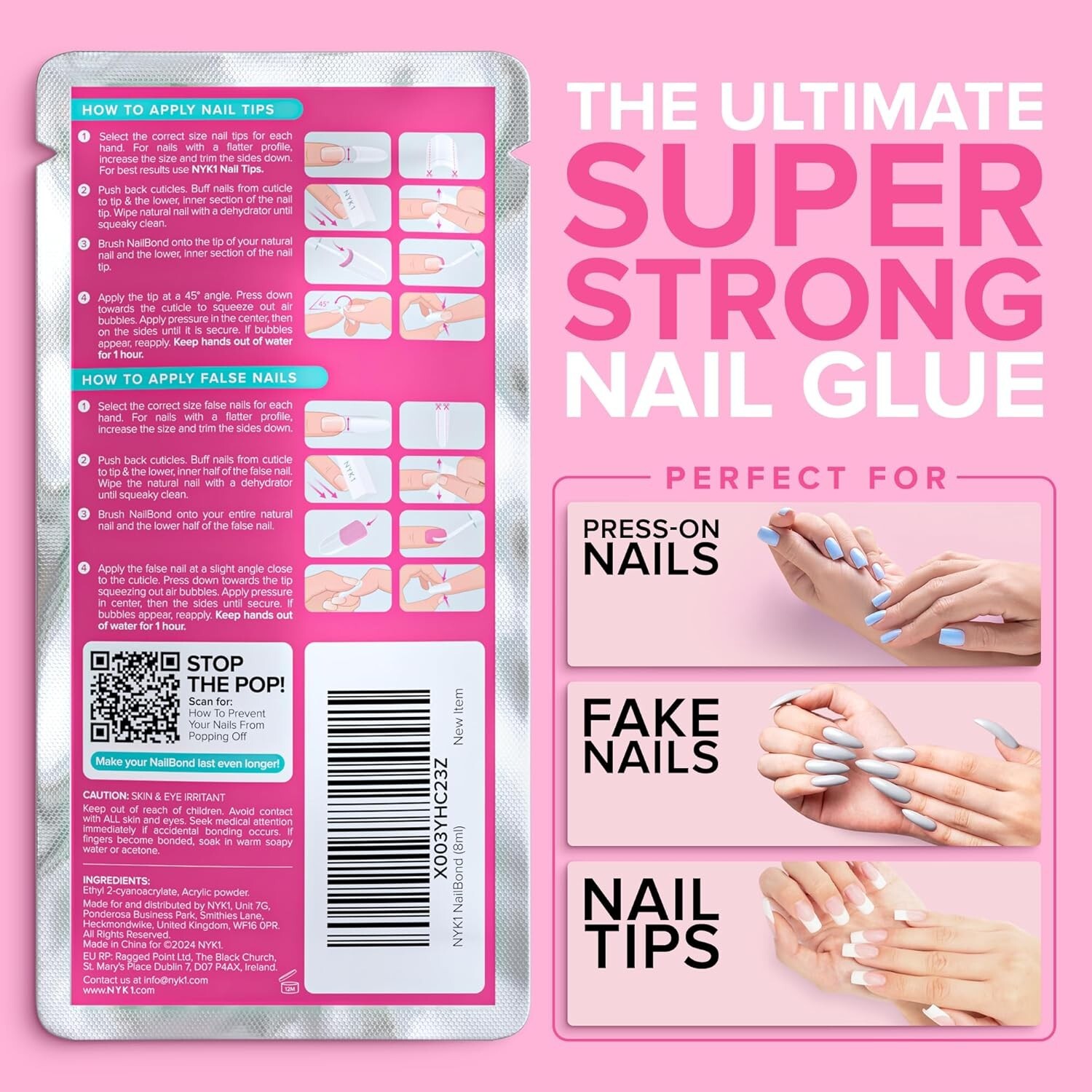 Long-Lasting Nail Glue with Brush Applicator – Perfect for Press On Nails 8ml