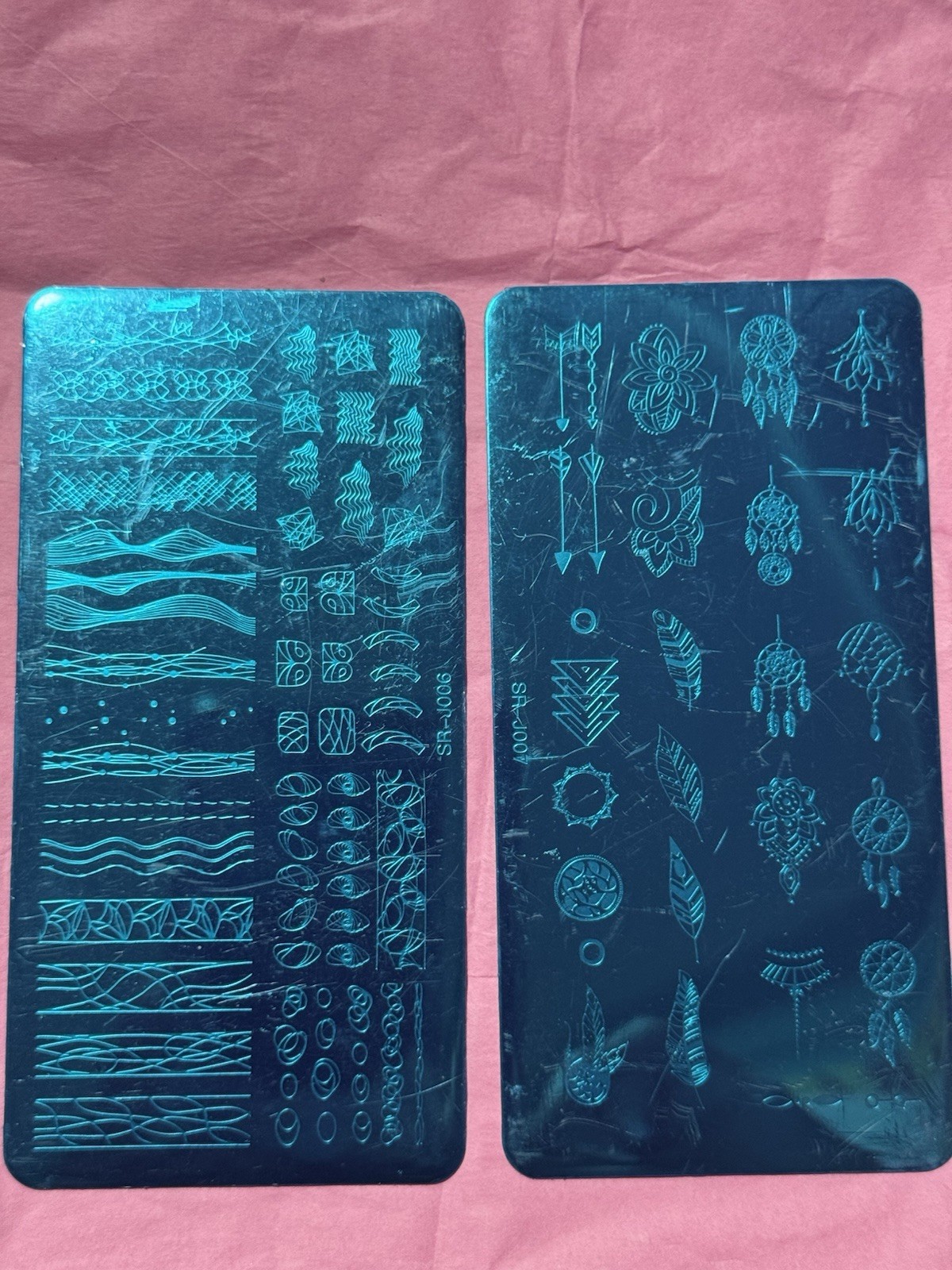 2pcs Metal Nail Art Stamping Plates Rectangle Blue Dreamcatcher SR-006 1001-A