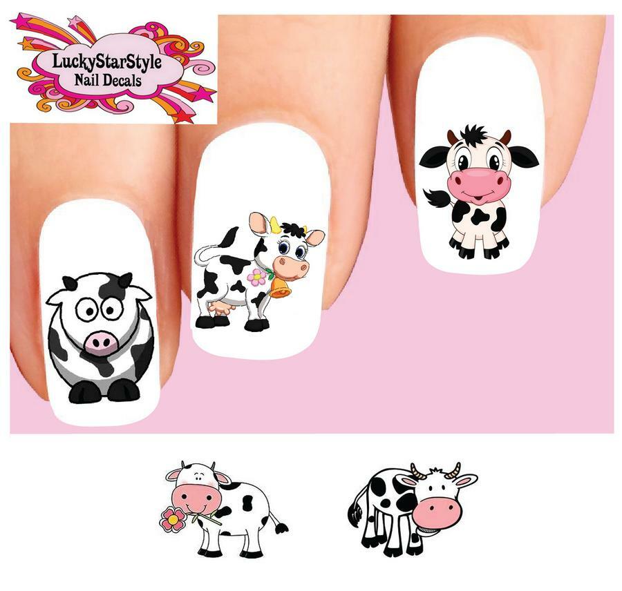 Waterslide Nail Decals Set of 20 – Cute Cows Assorted