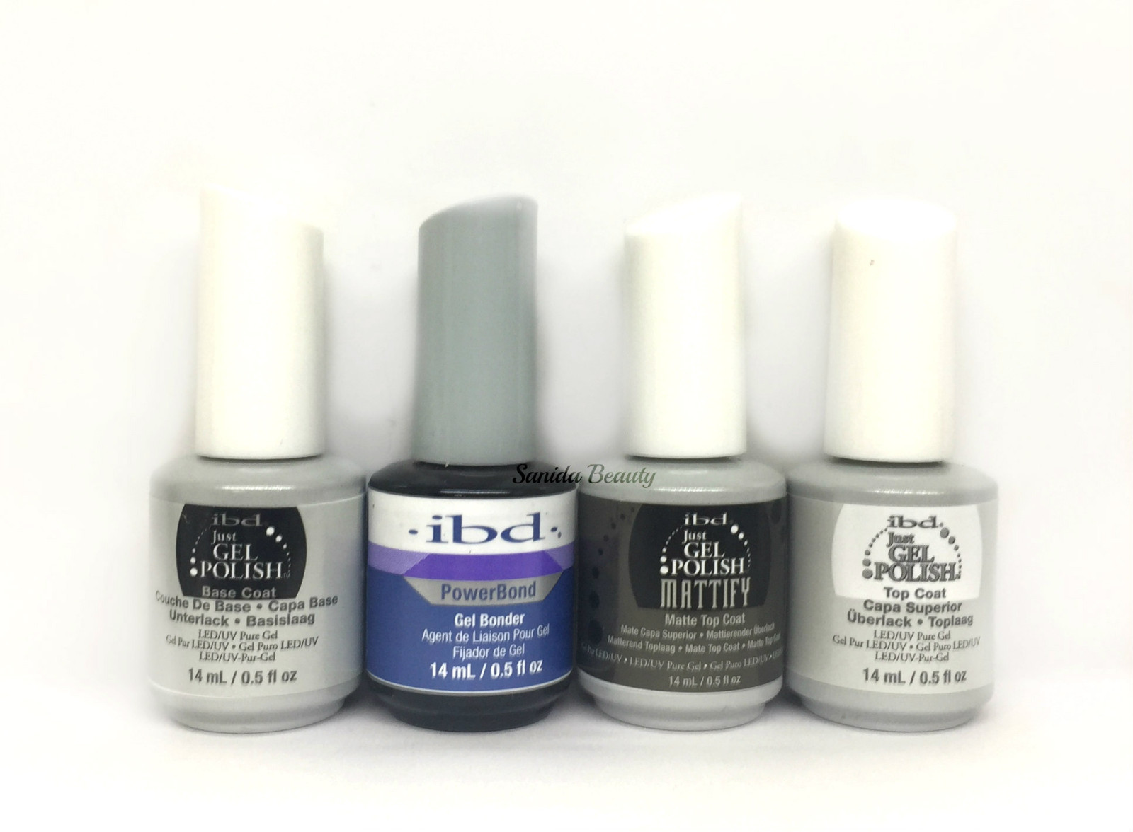 IBD Just Gel Polish-4pc kit- Power Bond,Base & Top,Mattify Matte Top 0.5oz/14ml