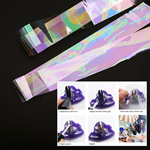 10 Rolls White Pearl Color Holographic Nail Foil Transfer Sticker Roll Set