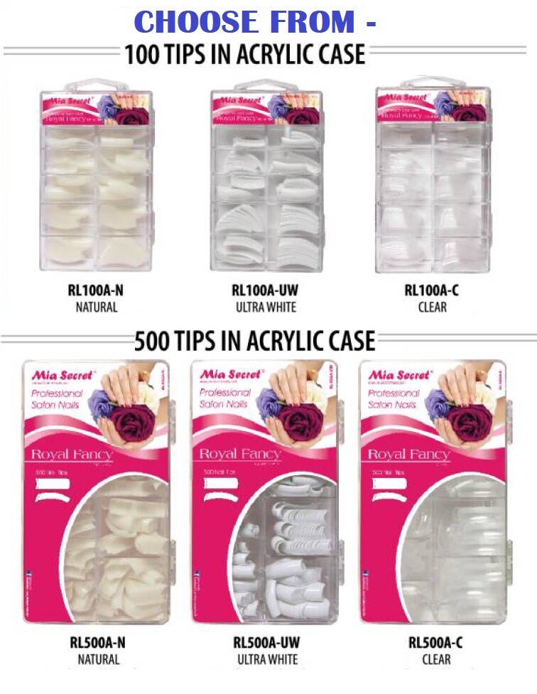 Mia Secret Nail Tips ROYAL FANCY – White, Clear, Natural *CHOOSE YOURS*
