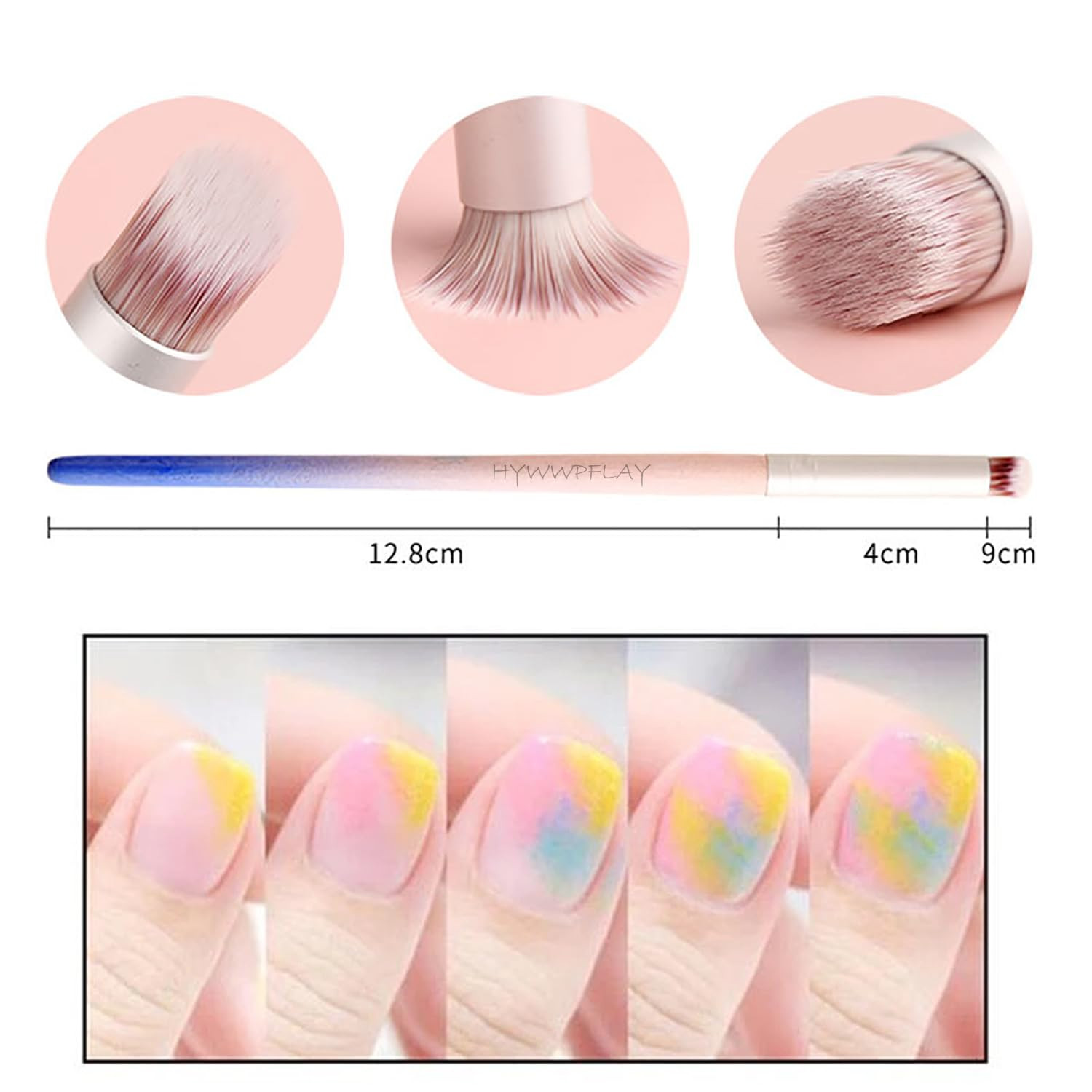 6Pieces Ombre Nail Brush Wood Nail Pen Ombre Brush for Gel Nails Nail Gradient B