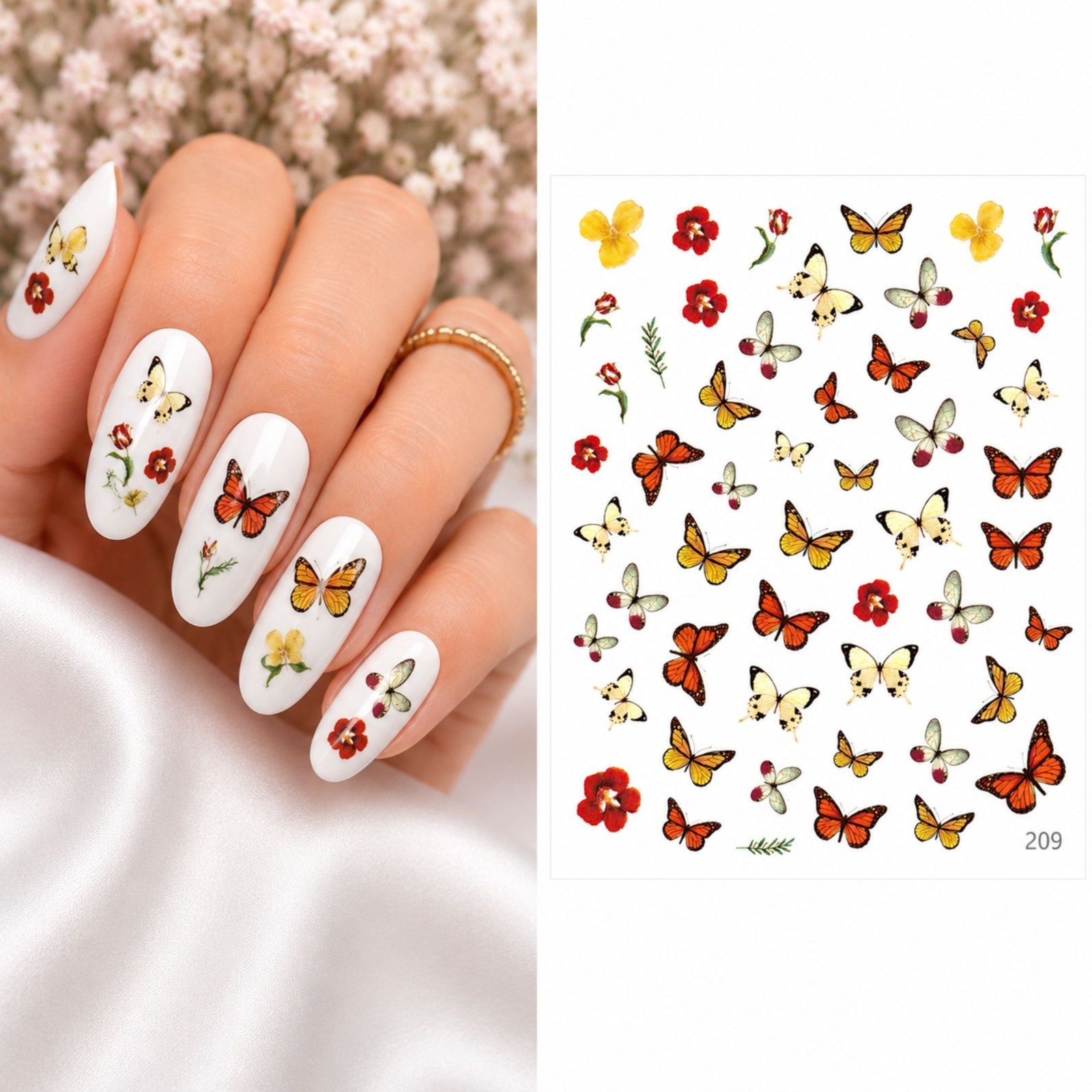Butterfly Lover Water Transfer Nail Stickers Insect Nail Art Decals DIY Manicure