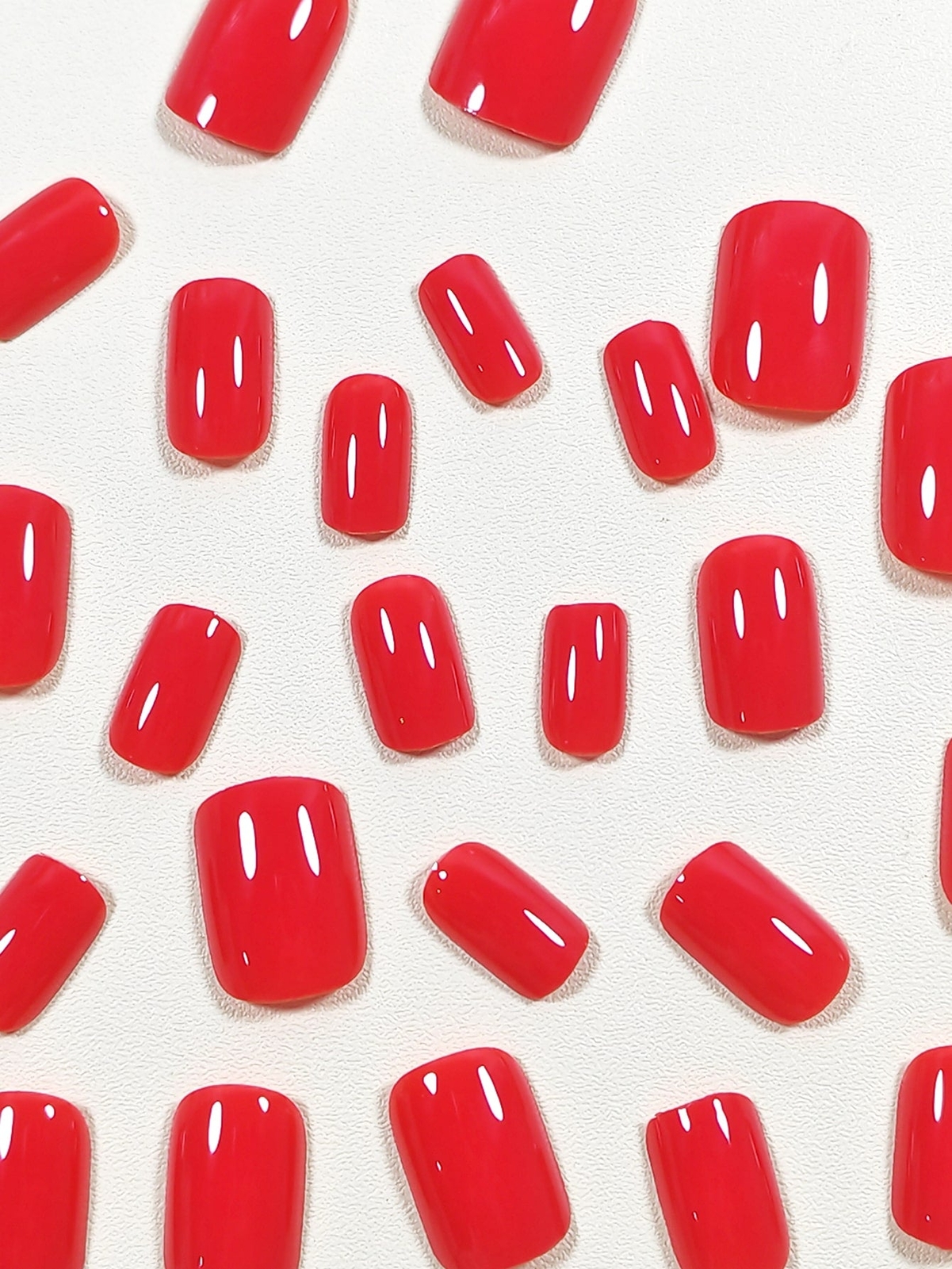 24pcs Short Square Classic Red Fake Nails False Nails Press On Nails Glue On