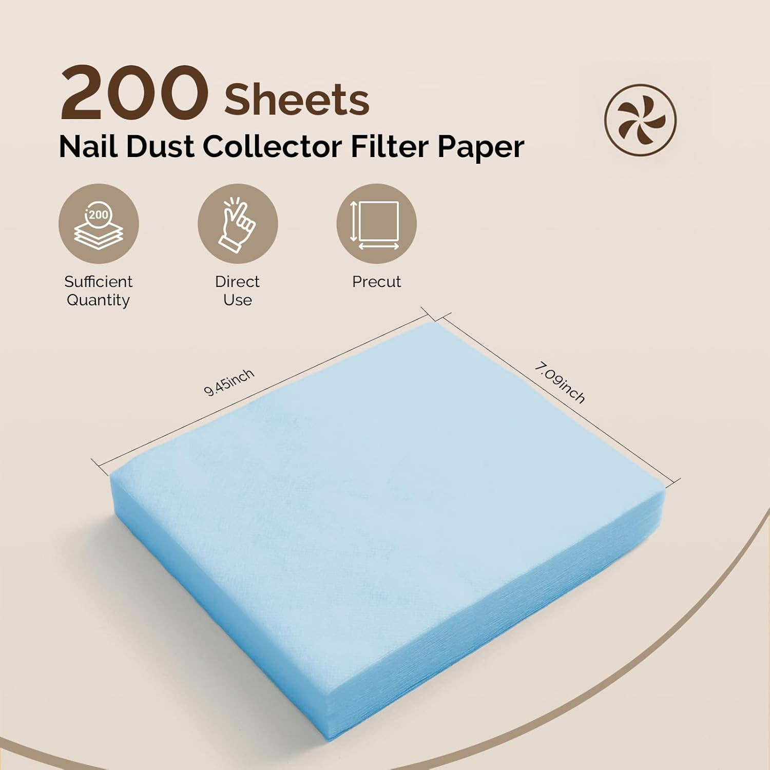 200 Sheets Nail Dust Collector Filter Paper, Disposable Dust Vacuum Filter with