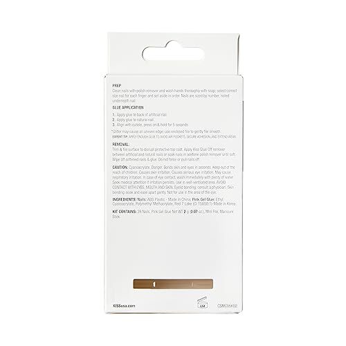 Classy Press On Nails, Nail glue included’, Light 1 Count (Pack of 28) Dashing