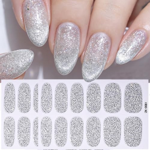 6 Sheets Solid Color Nail Wraps Stickers Glitter Gel Nail Stickers Glitter-4