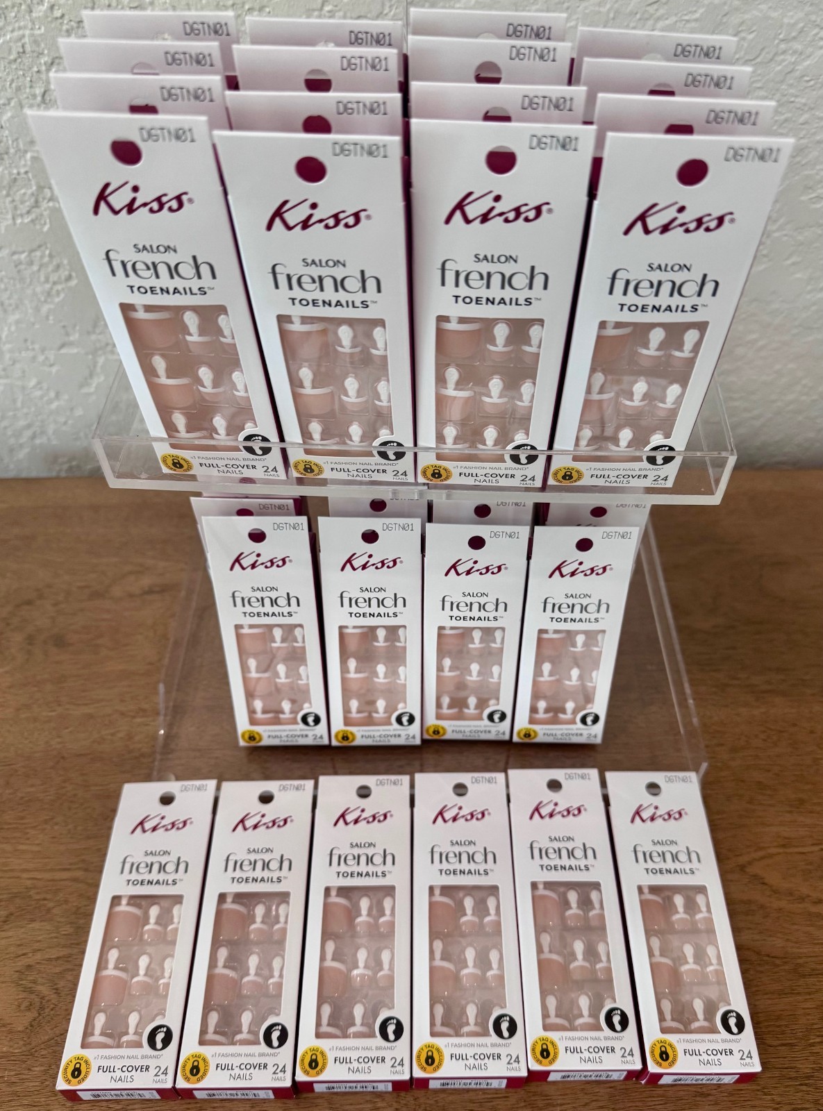 Kiss Salon French Toenails Full Cover 24 Glue-On Toe Nails DGTN01 Lot of 36!!!