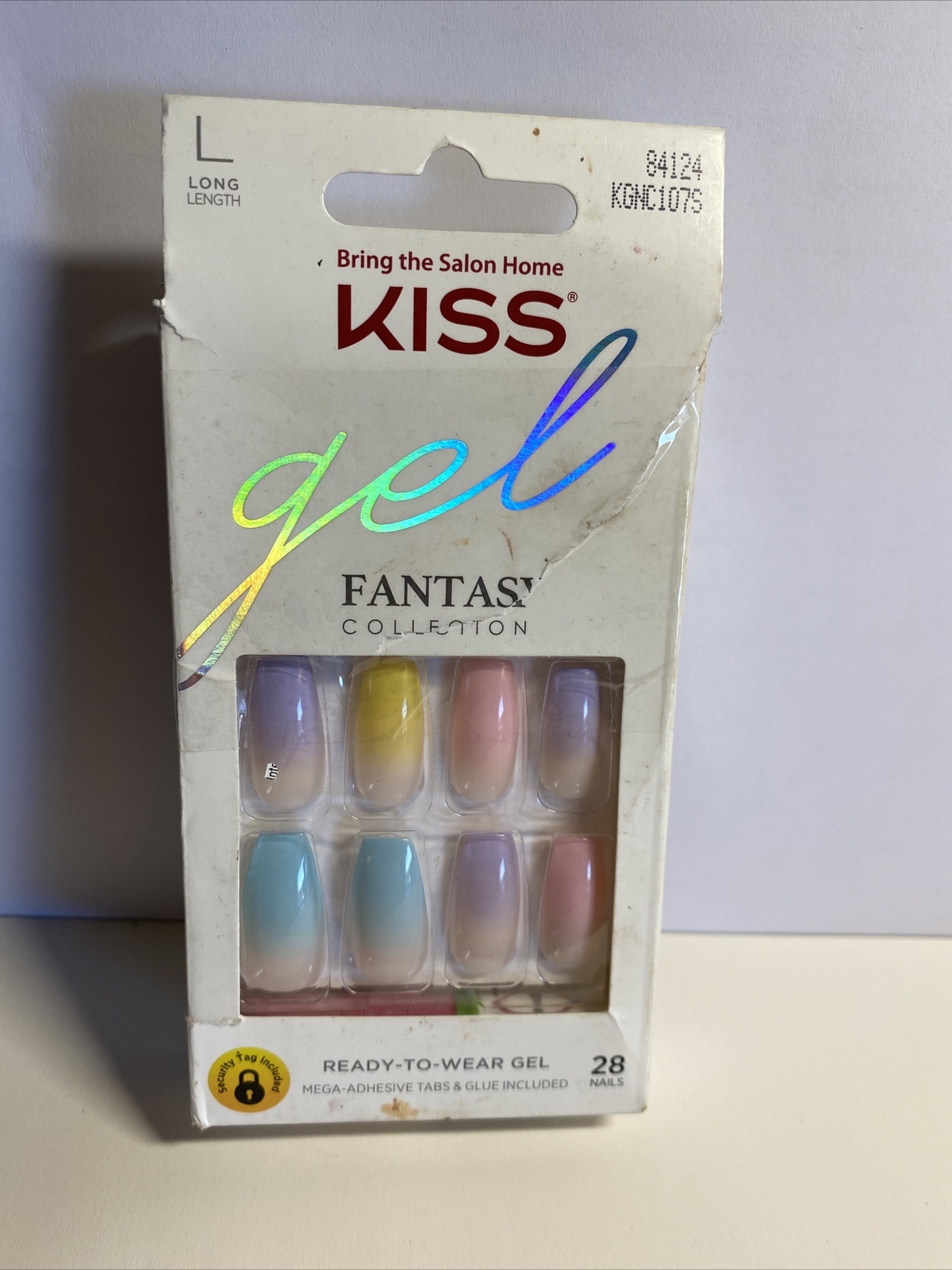 Kiss Gel Fantasy Glue On Nails Long Length Pastel Colors Pack of 28