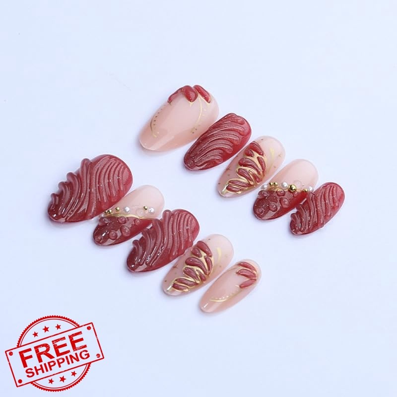 Tnampv Medium Butterfly Press on Nails Style 6
