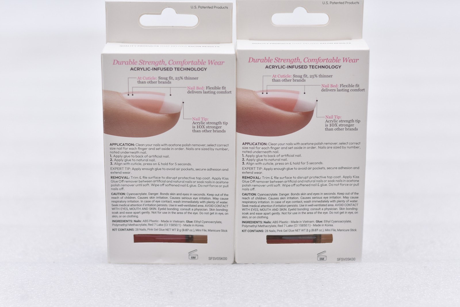 Lot of 2 Kiss Salon Acrylic French KSA15 Short Nails – 28 Nails