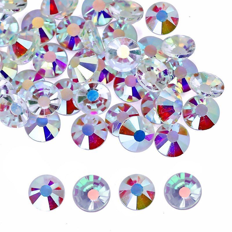 Clear AB NonHot Fix Glass Rhinestone SS16 SS20 SS30 Flat Back Nail Art