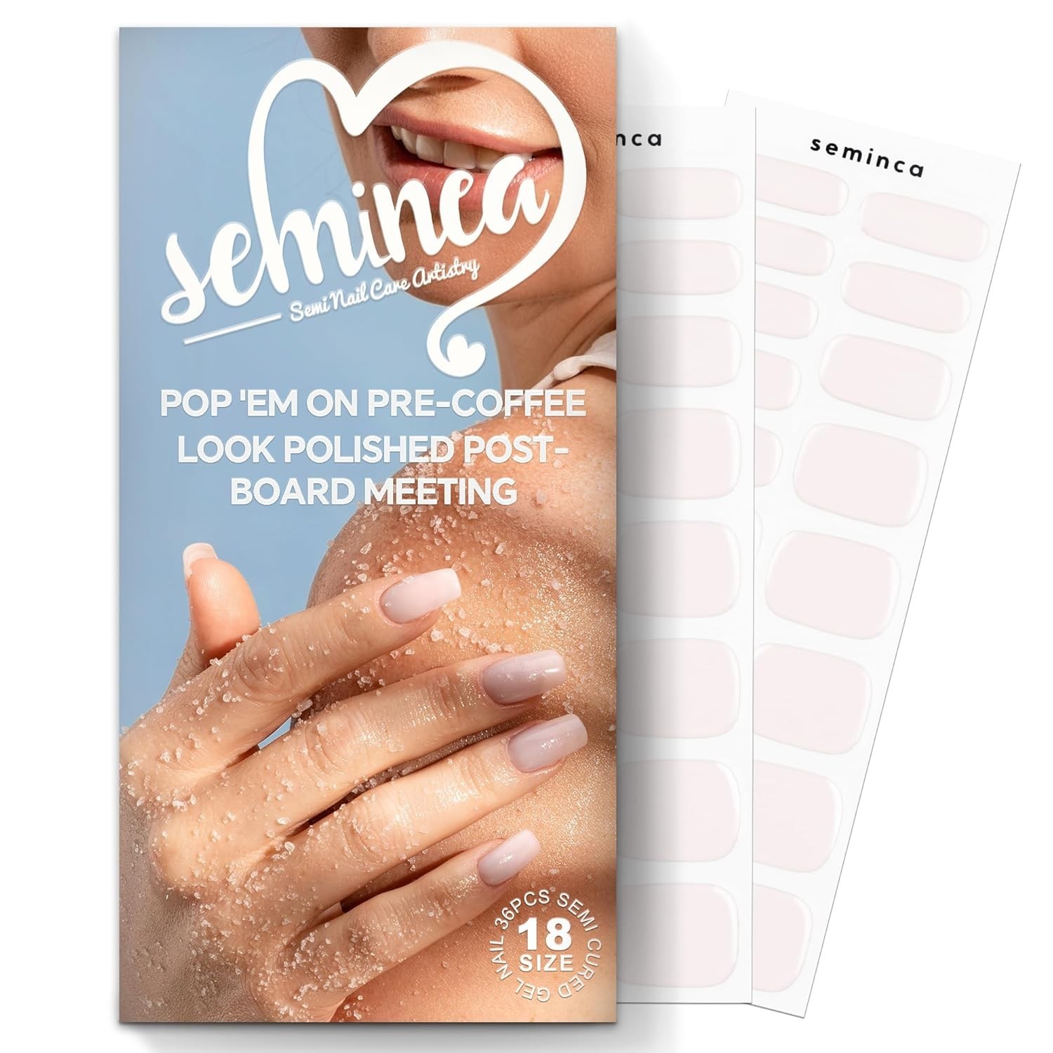 SEMINCA Semi Cured Gel Nail Strips-Natural Nude Shades Press On Nails,Easy Grip