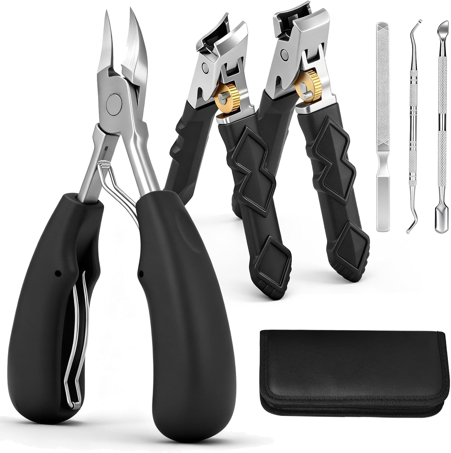 6-in-1 Toenail Clippers for Seniors with Thick Nails – Heavy Duty Wide Opening