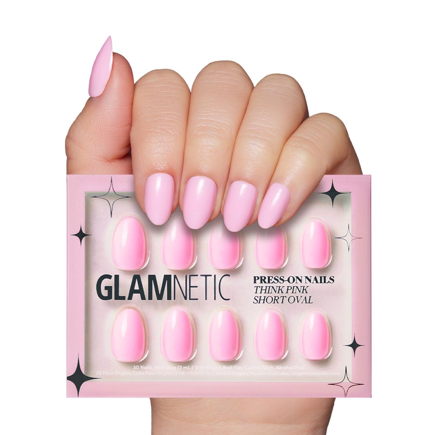 Glamnetic Press On Nails – Think Pink Solid 30 Count (Pack of 1),