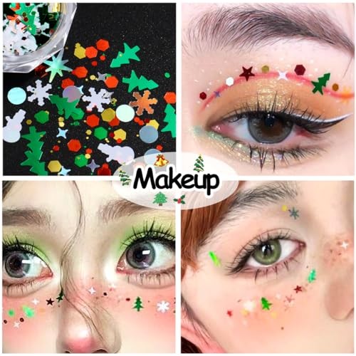 6 Box Christmas Nail Art Glitter Sequins Winter Xmas Tree Snowflake Stars Nail